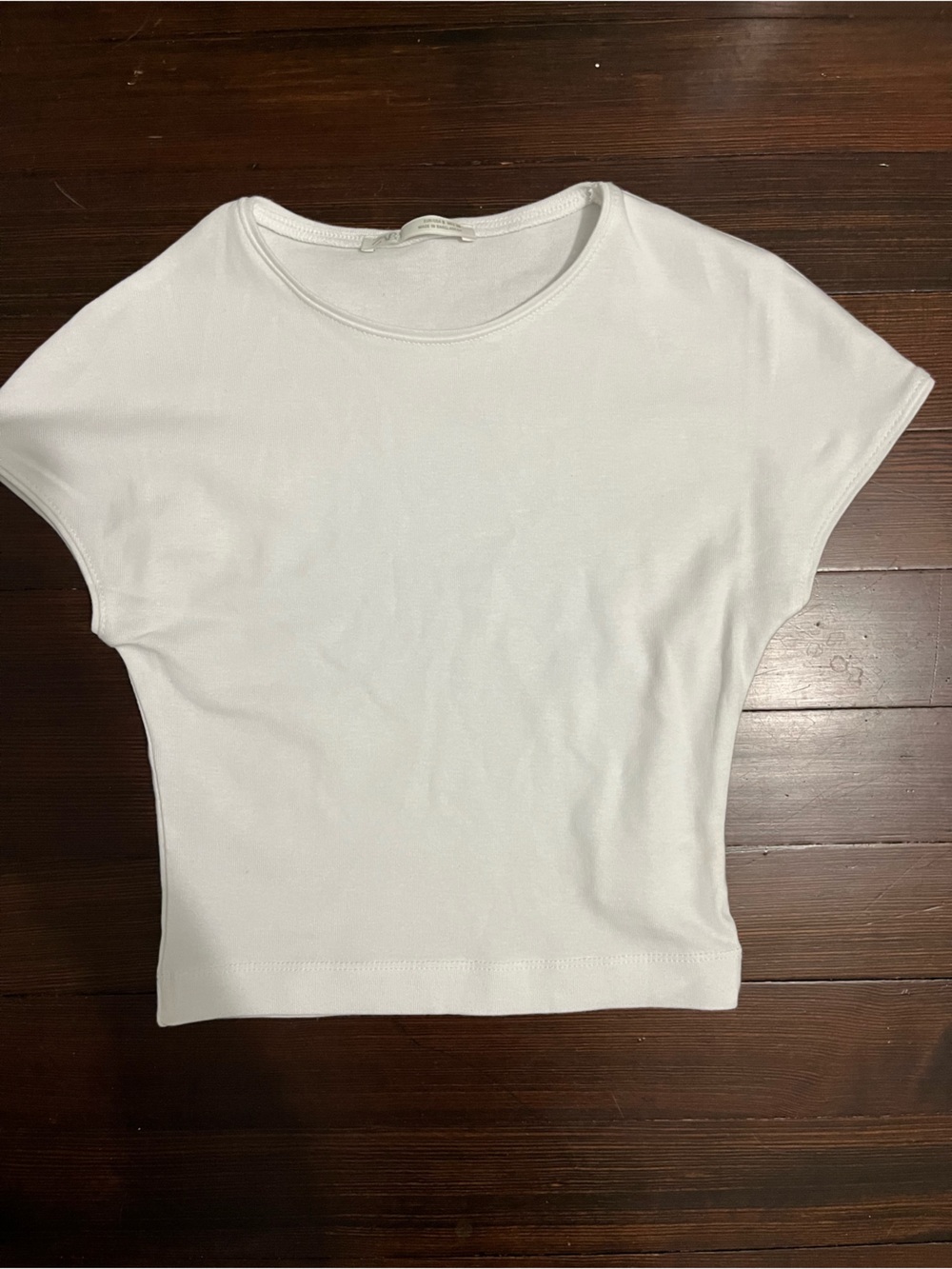 Zara White Short Sleeve Cropped Tank Top